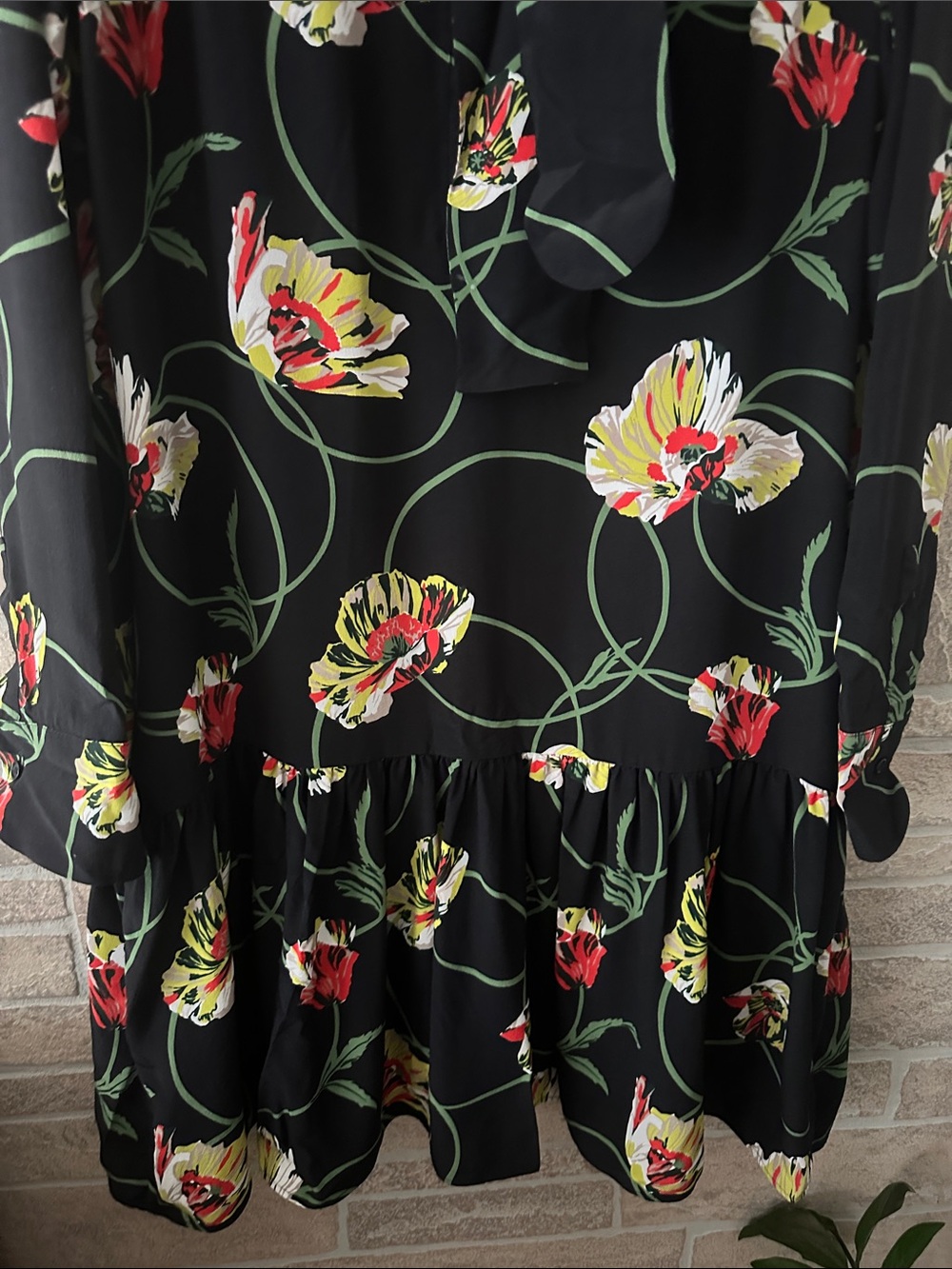 Akris Punto Crêpe de Chine Silk Dress Floral Poppy Print Size M 4-6 Tie Neck - Picture 3 of 8